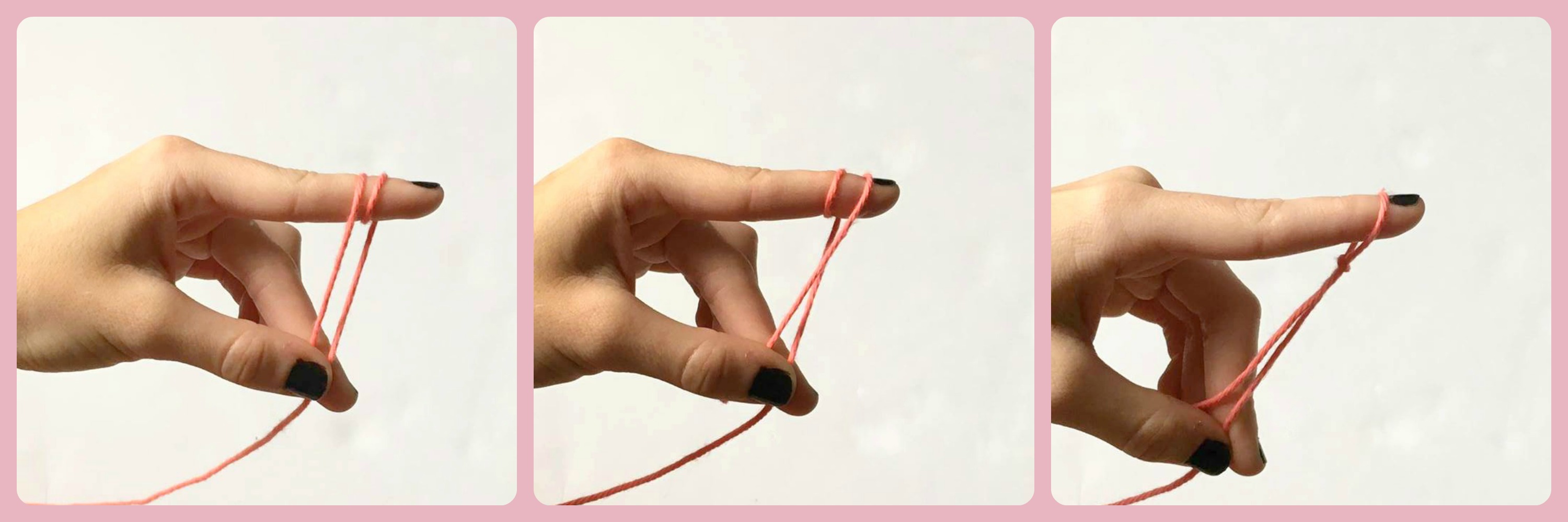 A photo collage showing the second method used to tie a slip knot