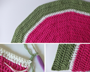 crochet half circle watermelon rug