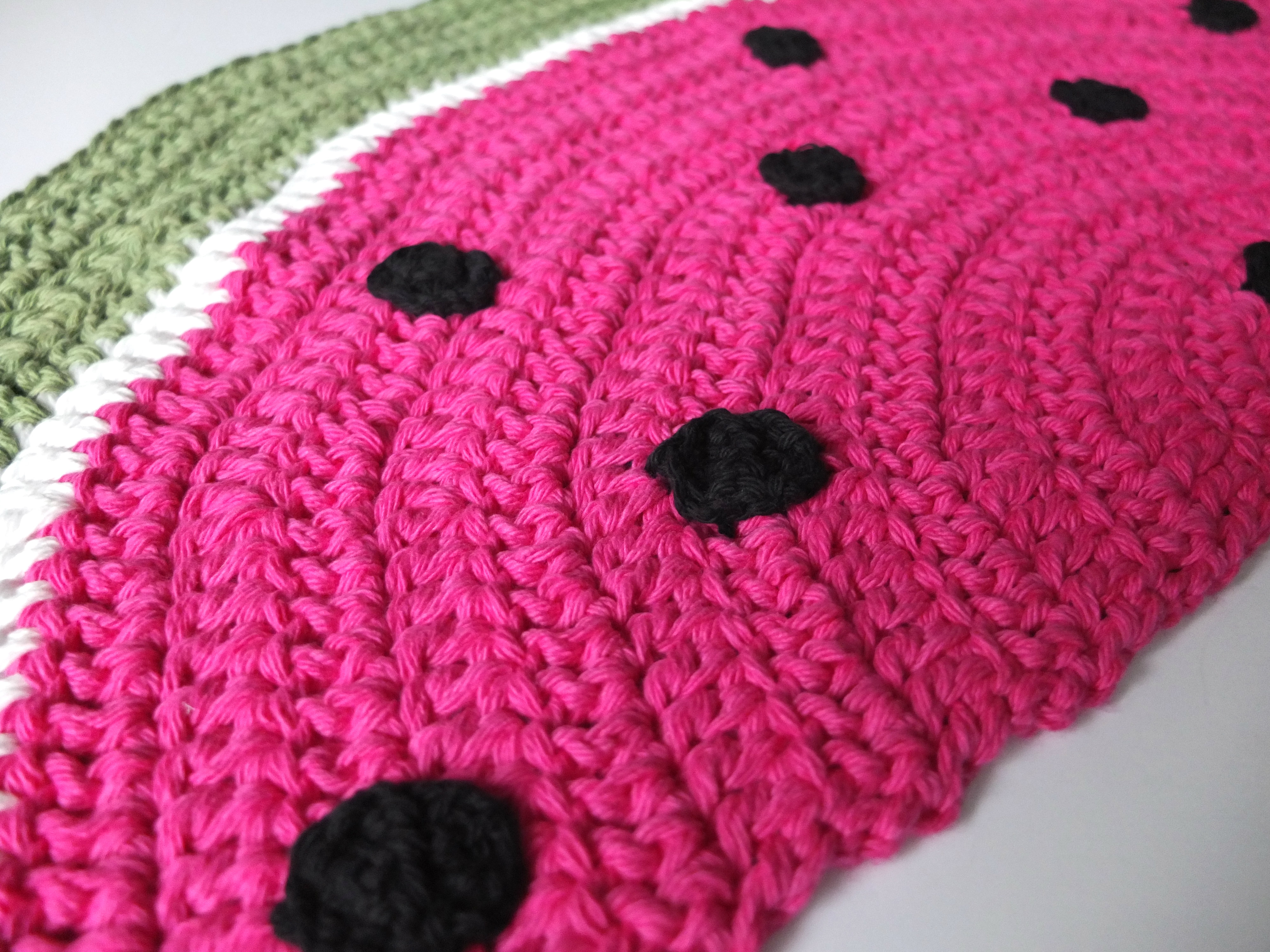 crochet half circle watermelon rug