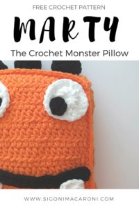 marty the crochet monster pillow