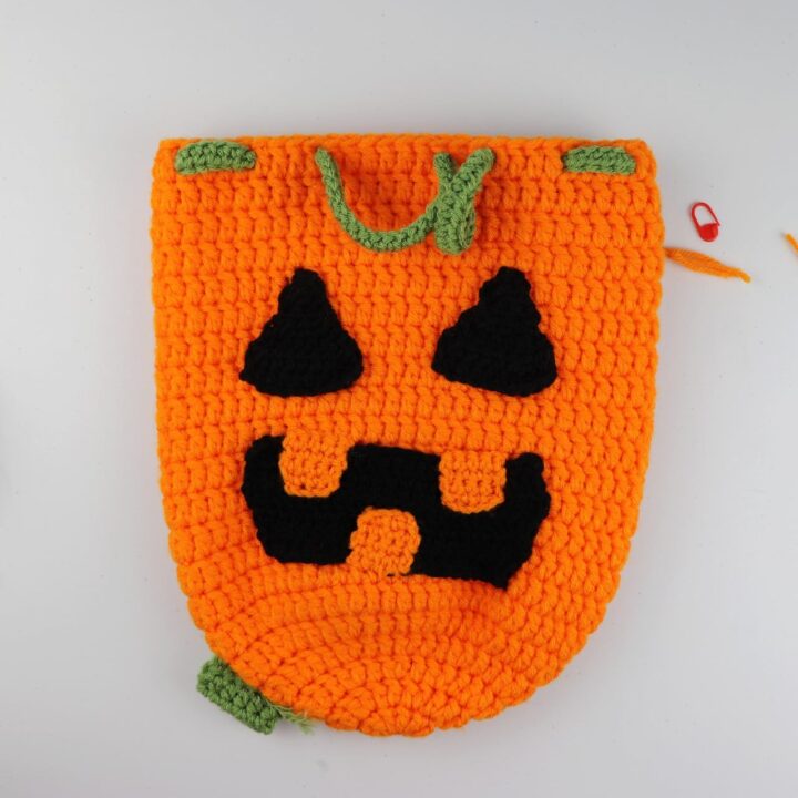 Image for Crochet Pumpkin Drawstring Backpack