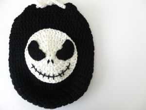 crochet jack skellington drawstring backpack