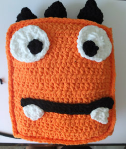 marty the crochet monster pillow