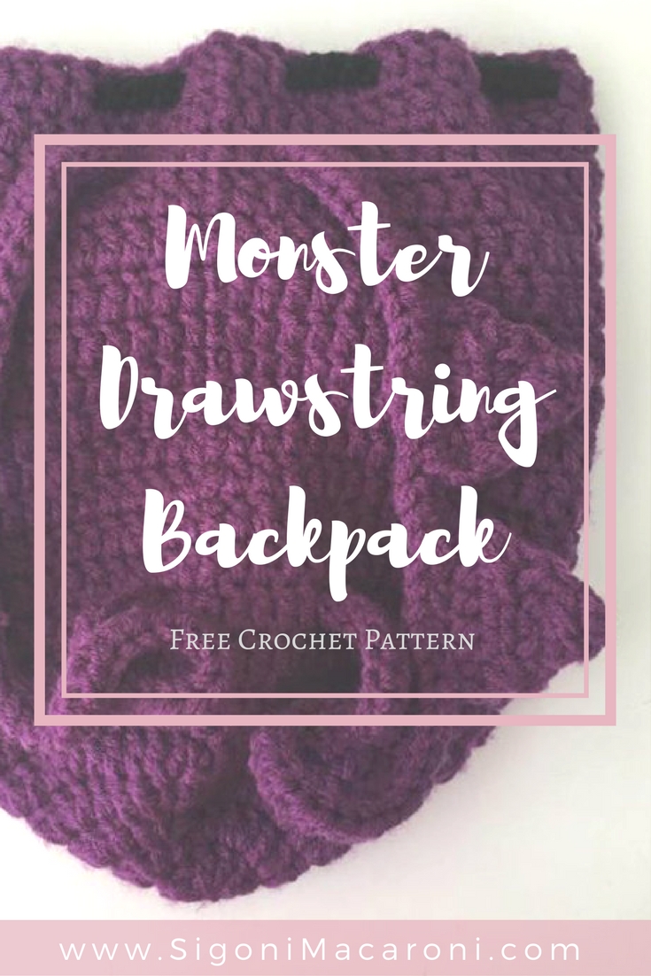 Crochet Monster Drawstring Backpack