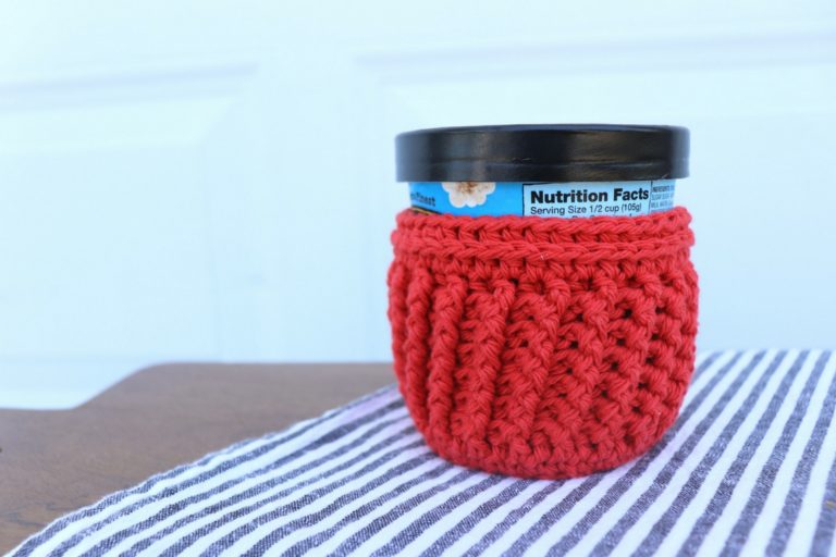 Ribbed Front and Back Post Ice Cream Cozy Crochet Pattern
