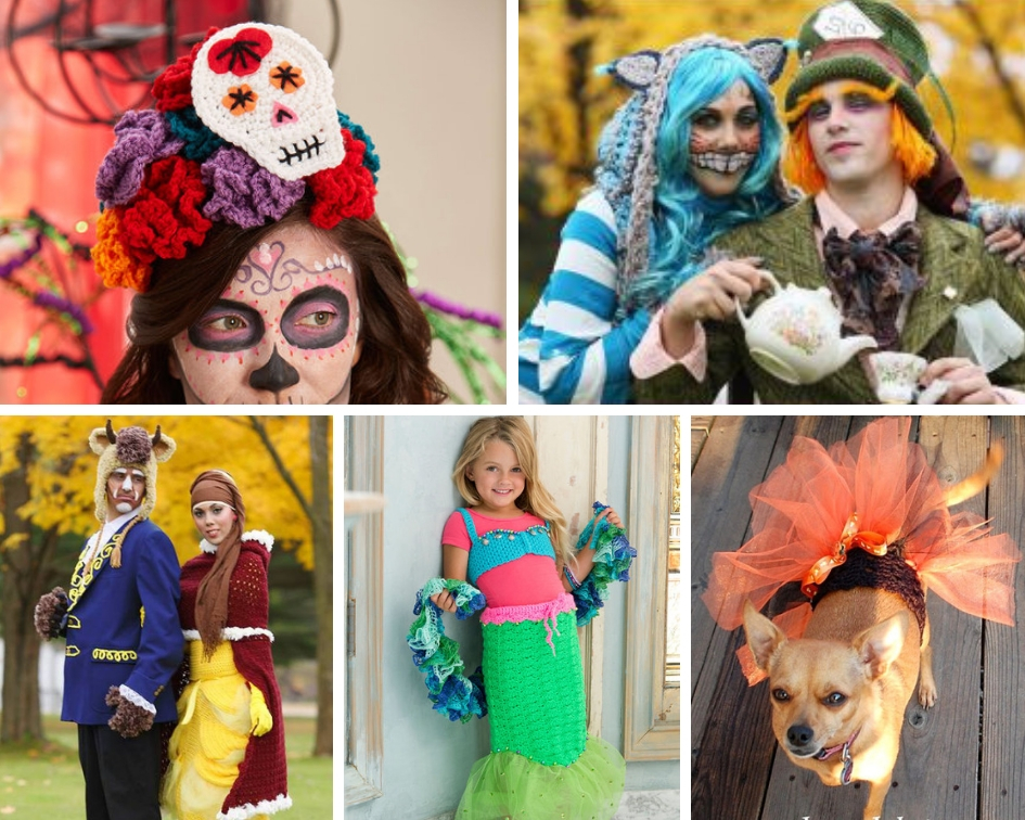 Five crocheted Halloween costumes for kids and adults