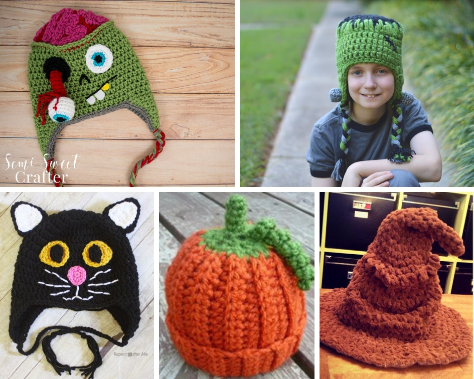 Five crocheted Halloween hats to wear