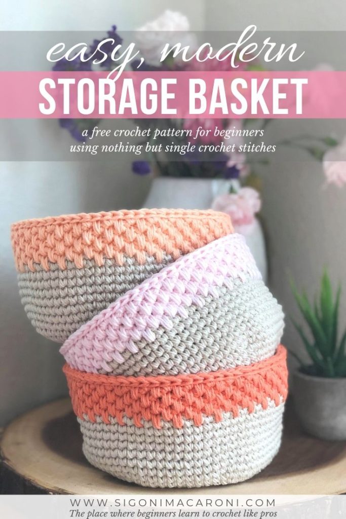 Easy Modern Crochet Storage Basket - Free Crochet Pattern