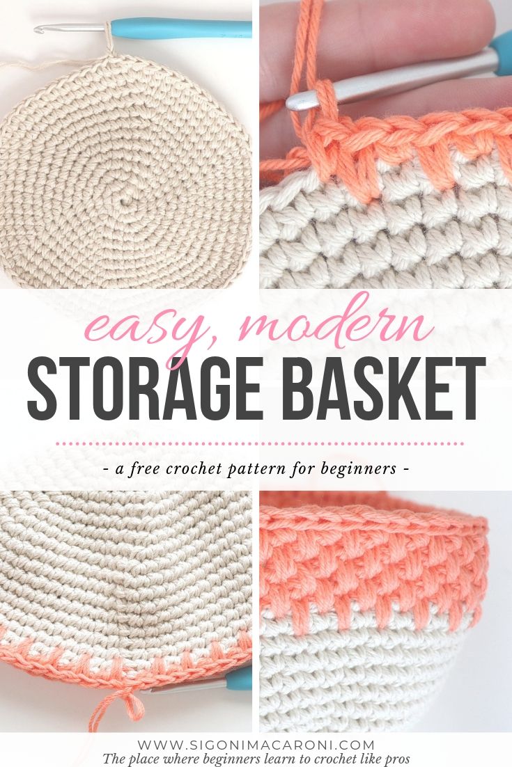 Easy Modern Crochet Storage Basket Free Crochet Pattern Pinterest Sigoni Macaroni