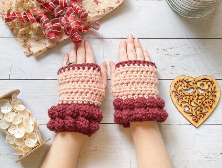Image for Bobble Fingerless Gloves: Free Crochet Glove Pattern