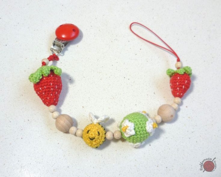 Image for Crochet Strawberry Pacifier Clip