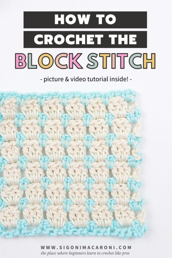 The Block Stitch is such a cool, not to mention beautiful, crochet stitch and it's so easy to make. This stitch is a great crochet stitch for blankets, coasters, and pretty much anything! You can use the Block Stitch with one color, but I suggest using multiple colors to really bring out its beauty. For today's episode of Cool Crochet Stitches, we're going to cover how to crochet the Block Stitch with a picture and video tutorial!