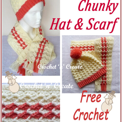 Image for Warm Chunky Crochet Hat-Scarf