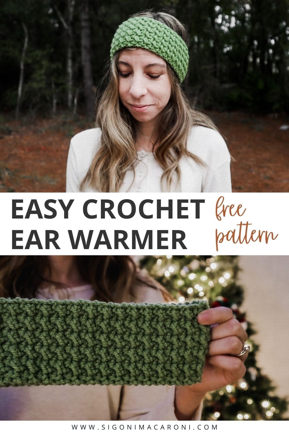 Easy Crochet Ear Warmer Headband | Free Crochet Pattern via @sigonimacaronii