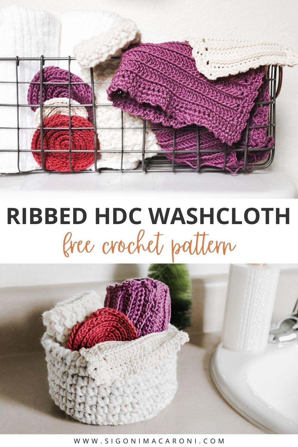 Crochet Ribbed Washcloth in the THIRD LOOP | Free Pattern via @sigonimacaronii