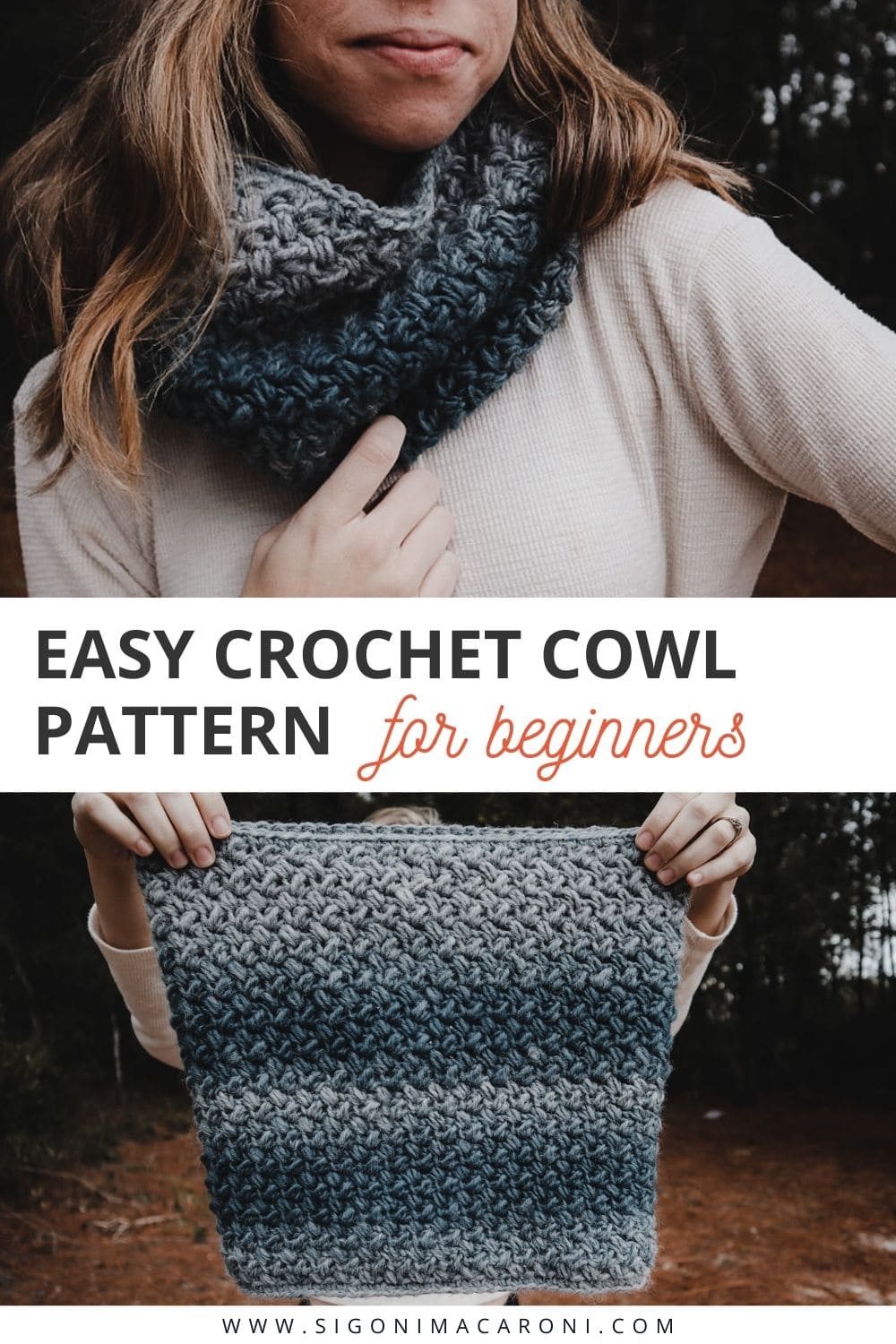 Easy Crochet Cowl for Beginners | Free Crochet Pattern via @sigonimacaronii