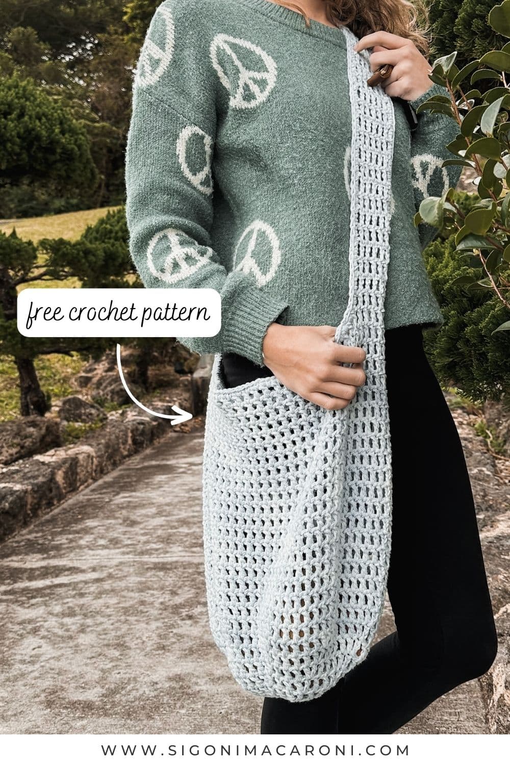 Crossbody Crochet Market Bag: Free Crochet Pattern via @sigonimacaronii