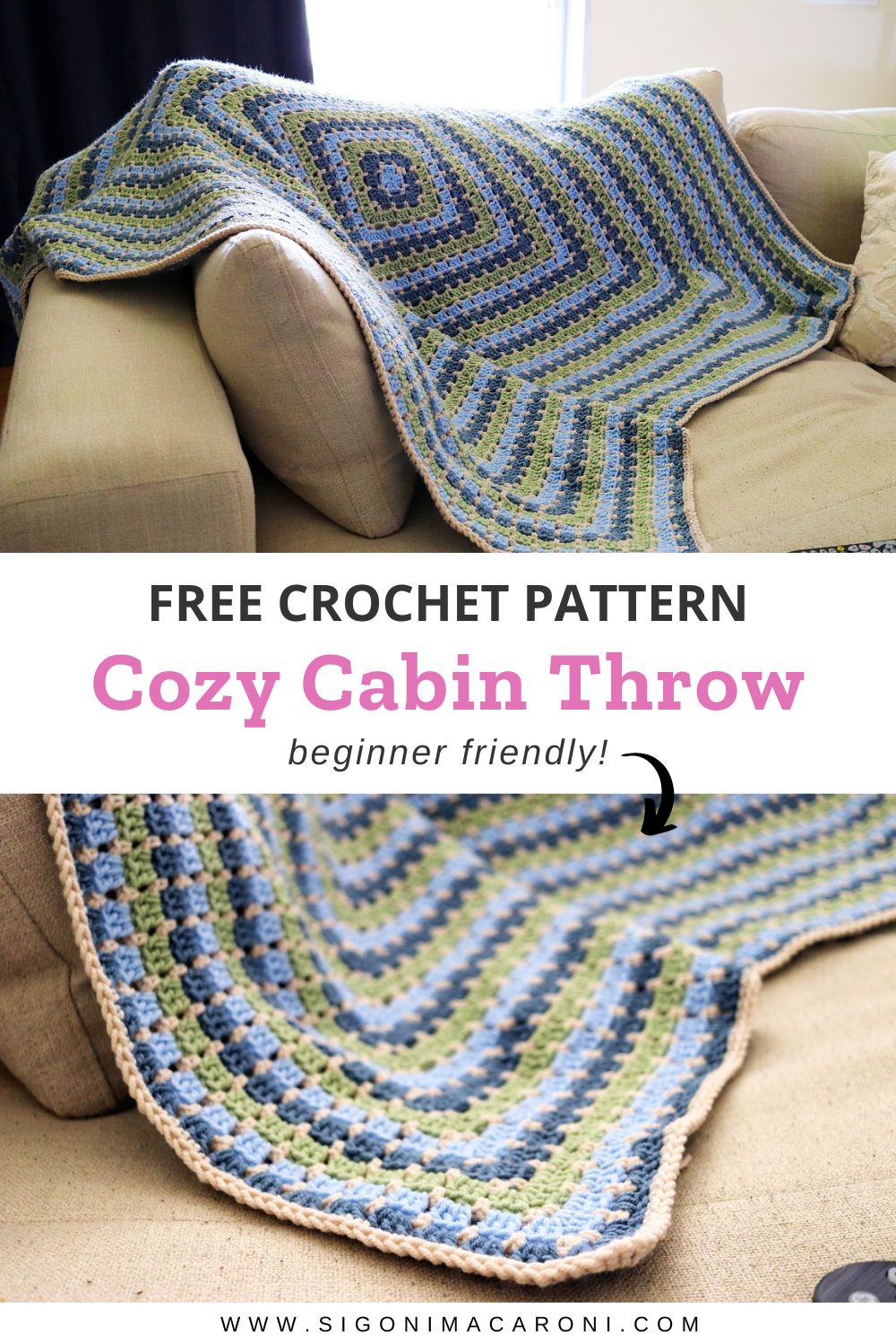 How To Crochet Easy Square Blanket: Free Pattern via @sigonimacaronii